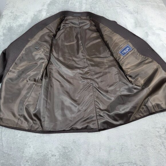 Chaps Sport Coat Mens 40R Brown Black Houndstooth Wool Preppy Blazer Jacket NWOT - Picture 5 of 13